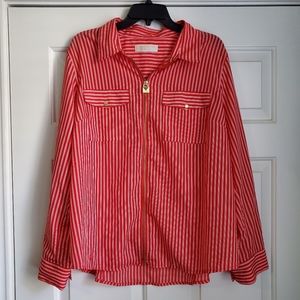 Red Michael Kors Zipper Blouse
